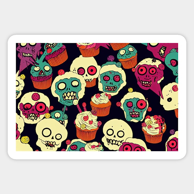 Punk Rock Zombies and Cupcakes Sticker by Studiowatermars